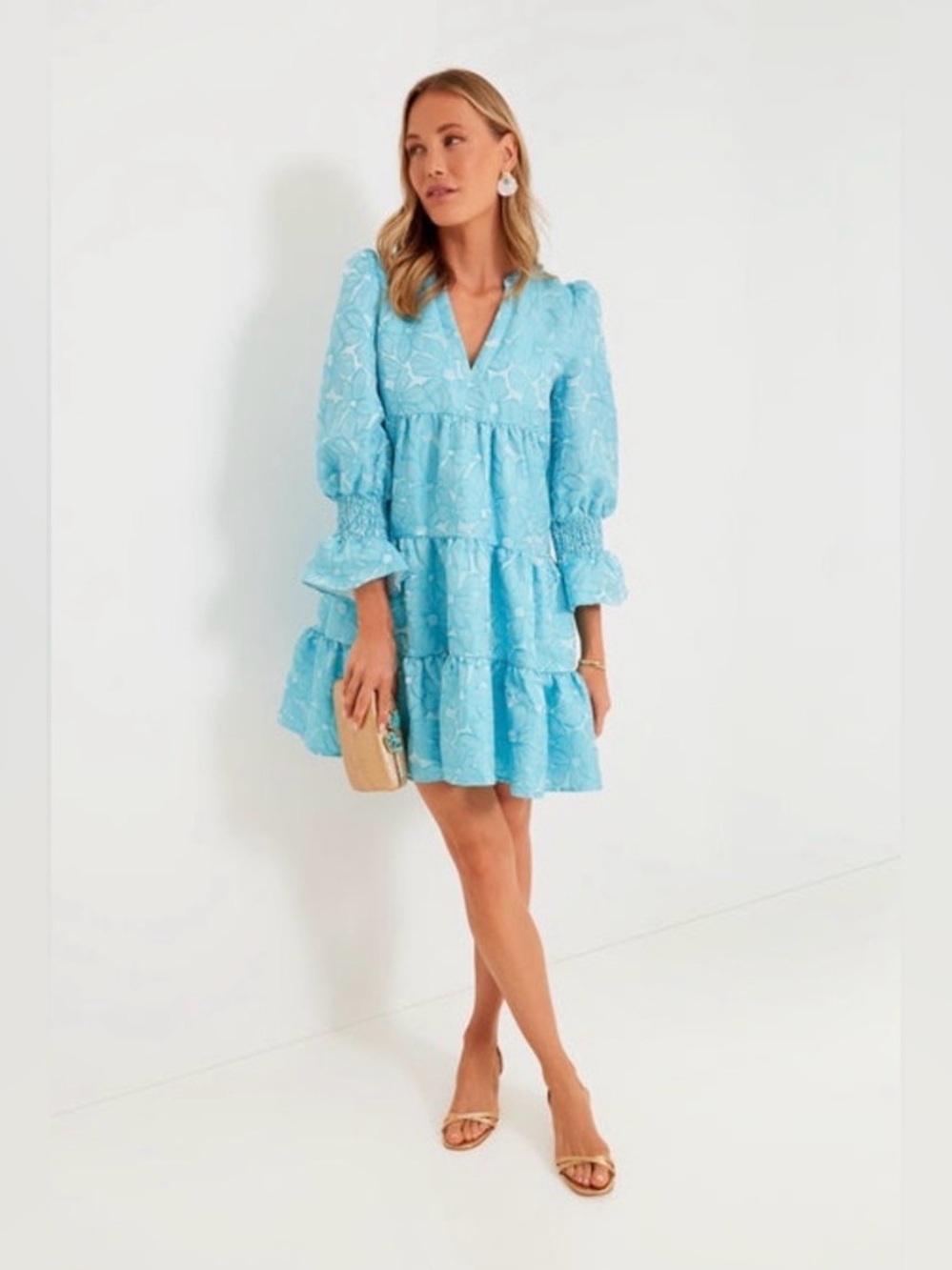 NWT Tuckernuck Pomander Place Blue Daisy Jacquard Kenzo Dress, Size S